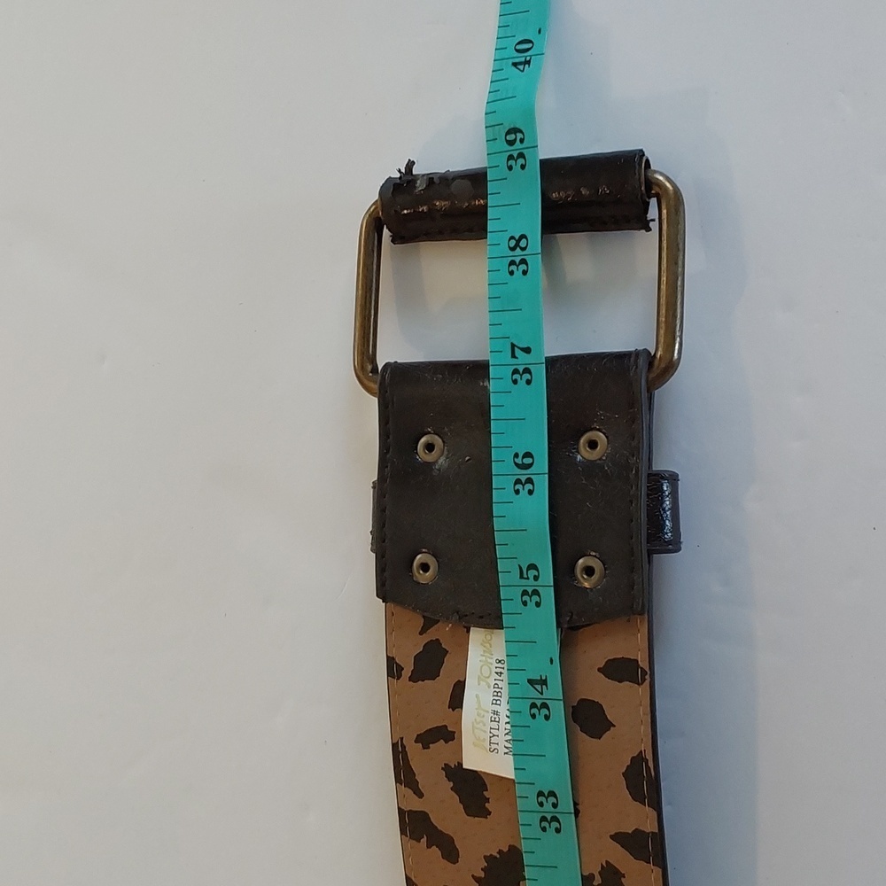 Betsey Johnson Womens Dark Brown Wide Brass Grommet Belt Brass Buckle Sz.S - Picture 4 of 7
